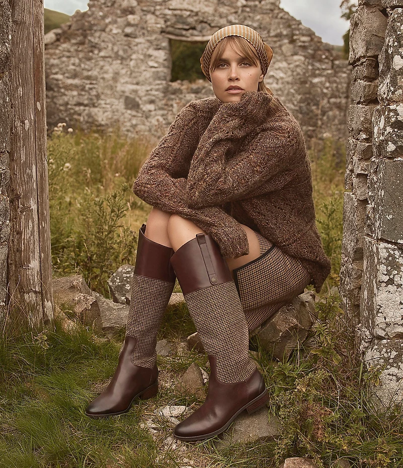 Sam Edelman Penny Leather and Tweed Tall Riding Boots