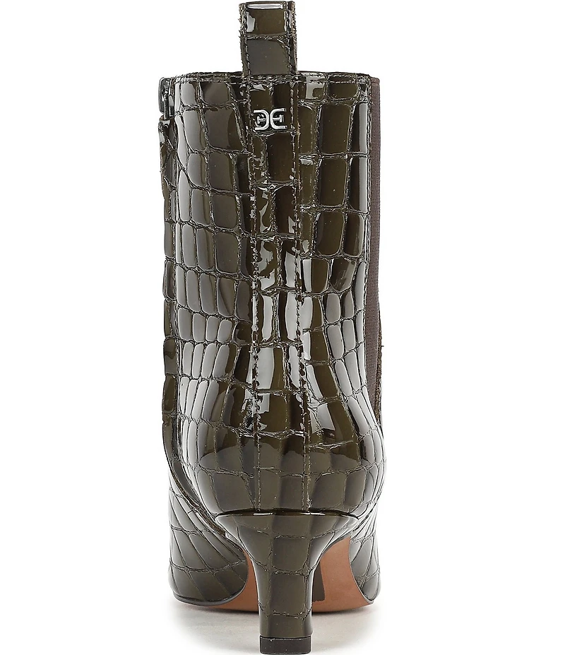 Sam Edelman Peony Crocodile Embossed Patent Leather Chelsea Dress Booties