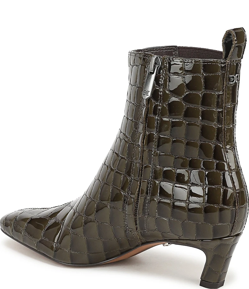 Sam Edelman Peony Crocodile Embossed Patent Leather Chelsea Dress Booties