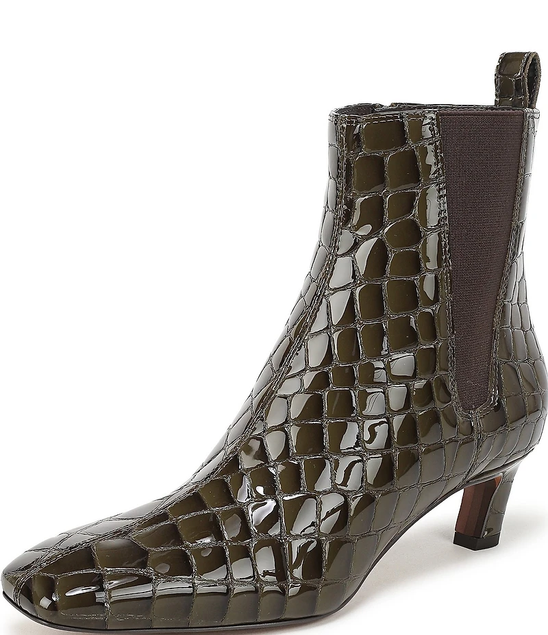 Sam Edelman Peony Crocodile Embossed Patent Leather Chelsea Dress Booties