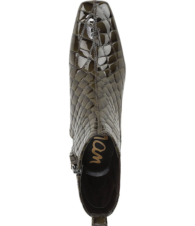 Sam Edelman Peony Crocodile Embossed Patent Leather Chelsea Dress Booties