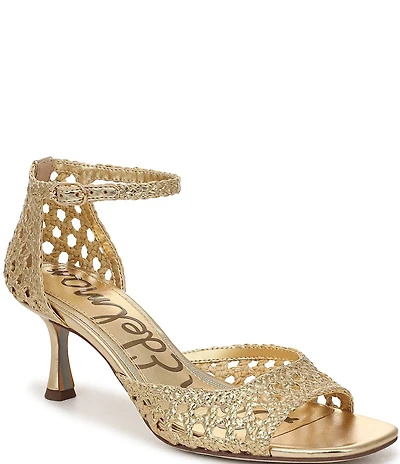 Sam Edelman Peyton Metallic Woven Raffia Ankle Wrap Dress Sandals