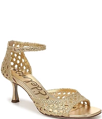 Sam Edelman Peyton Metallic Woven Raffia Ankle Wrap Dress Sandals