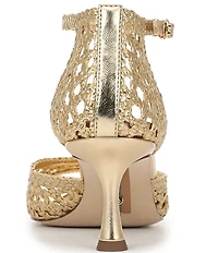 Sam Edelman Peyton Metallic Woven Raffia Ankle Wrap Dress Sandals
