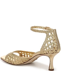 Sam Edelman Peyton Metallic Woven Raffia Ankle Wrap Dress Sandals