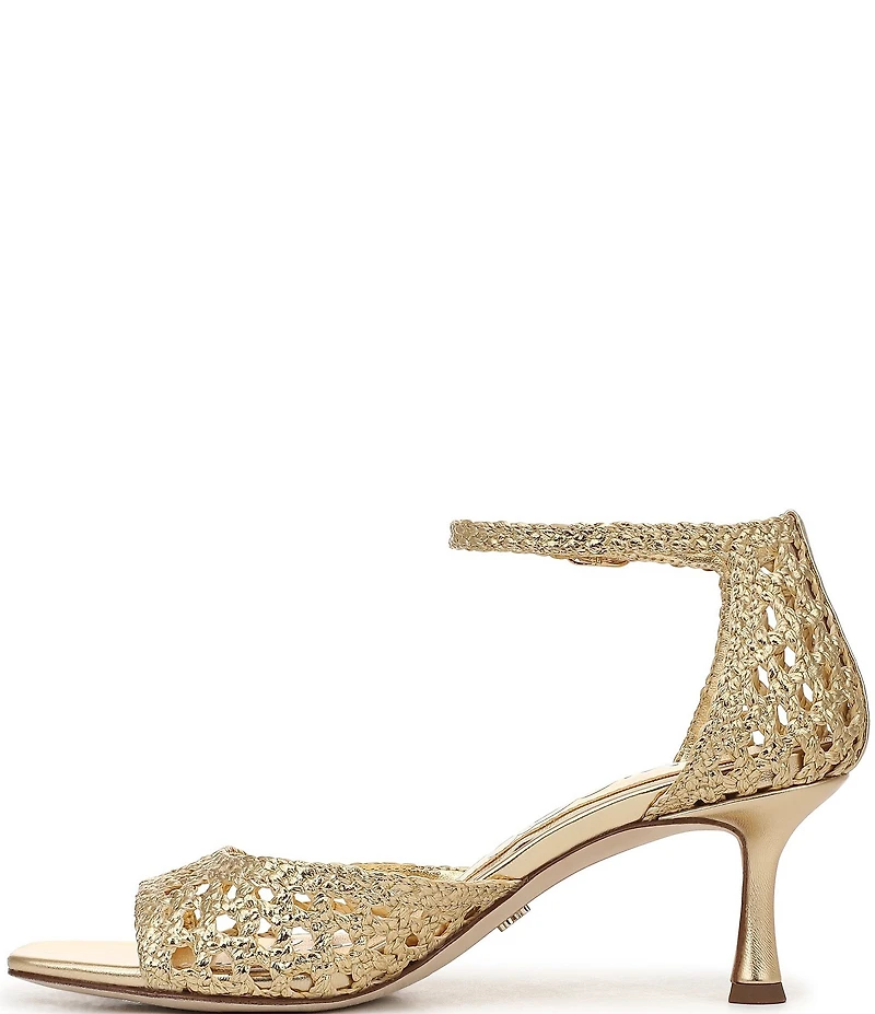 Sam Edelman Peyton Metallic Woven Raffia Ankle Wrap Dress Sandals