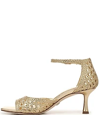 Sam Edelman Peyton Metallic Woven Raffia Ankle Wrap Dress Sandals