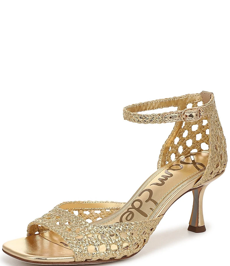 Sam Edelman Peyton Metallic Woven Raffia Ankle Wrap Dress Sandals