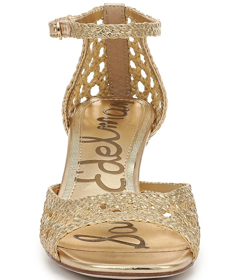 Sam Edelman Peyton Metallic Woven Raffia Ankle Wrap Dress Sandals