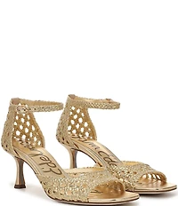 Sam Edelman Peyton Metallic Woven Raffia Ankle Wrap Dress Sandals