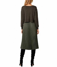 Sam Edelman Pleated Dress With Sweater Overlay