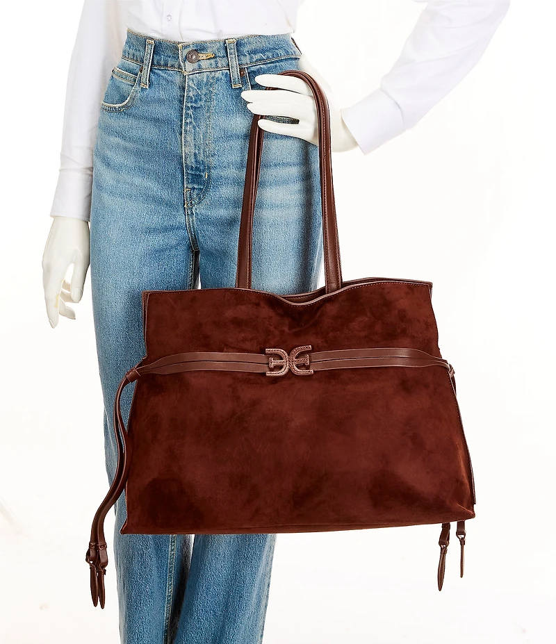 Sam Edelman Poppy Large Drawstring Suede Tote Bag