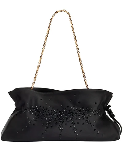 Sam Edelman Poppy Satin Rhinestoned Oversized Clutch
