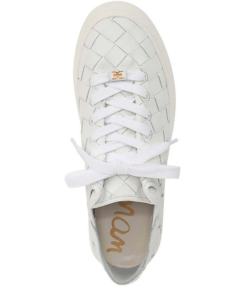 Sam Edelman Poppy Woven Leather Lace Up Sneakers