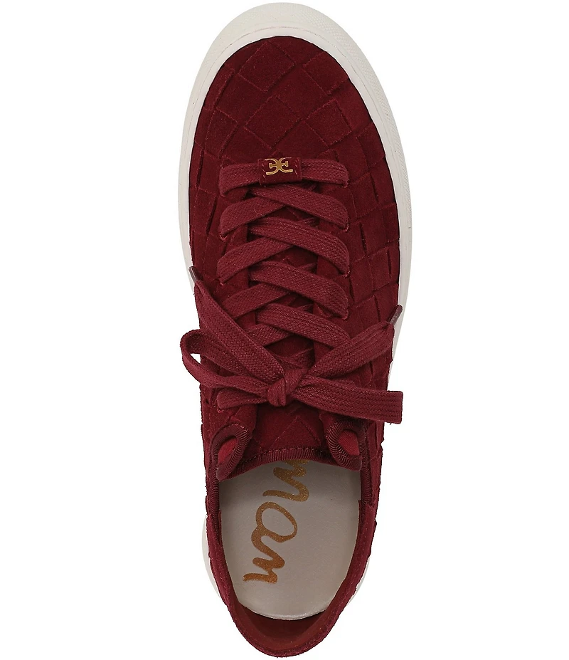 Sam Edelman Poppy Woven Suede Lace Up Sneakers