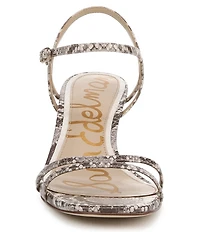 Sam Edelman Presley Snake Print Leather Strappy Dress Sandals