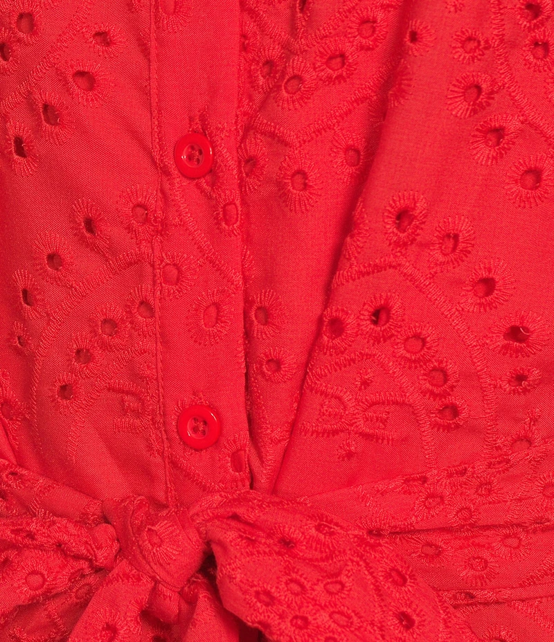 Sam Edelman Puff Sleeve Eyelet Button Front Shirt Dress