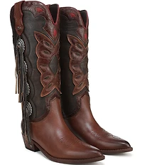 Sam Edelman Rhett Leather Concho Ornamented Tassels Western Tall Boots