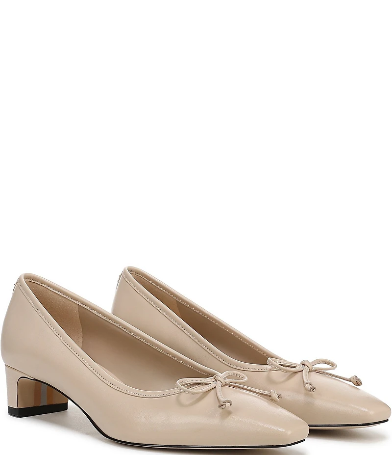 Sam Edelman Rinda Leather Bow Detail Square Toe Dress Pumps