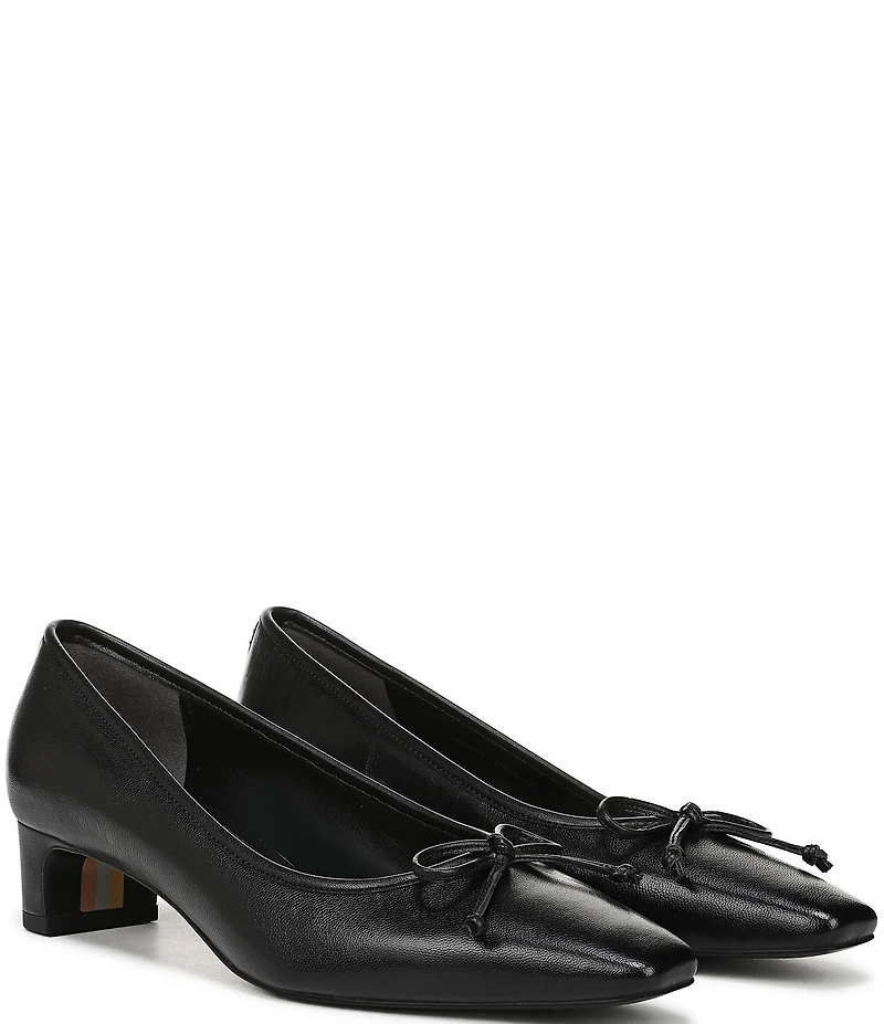 Sam Edelman Rinda Leather Bow Detail Square Toe Dress Pumps