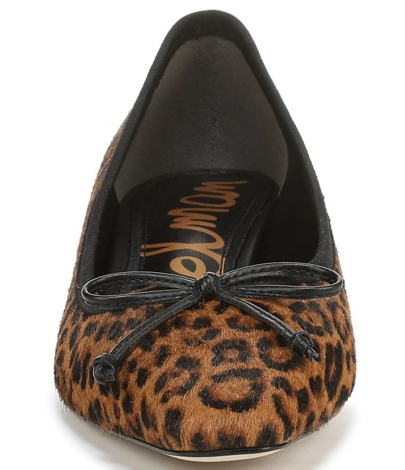 Sam Edelman Rinda Leopard Print Calf Hair Bow Detail Block Heel Square Toe Dress Pumps