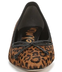 Sam Edelman Rinda Leopard Print Calf Hair Bow Detail Block Heel Square Toe Dress Pumps