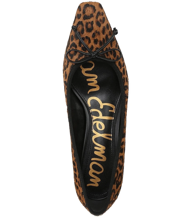 Sam Edelman Rinda Leopard Print Calf Hair Bow Detail Block Heel Square Toe Dress Pumps