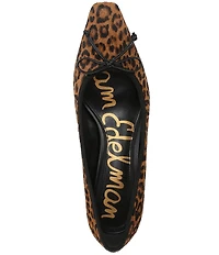 Sam Edelman Rinda Leopard Print Calf Hair Bow Detail Block Heel Square Toe Dress Pumps