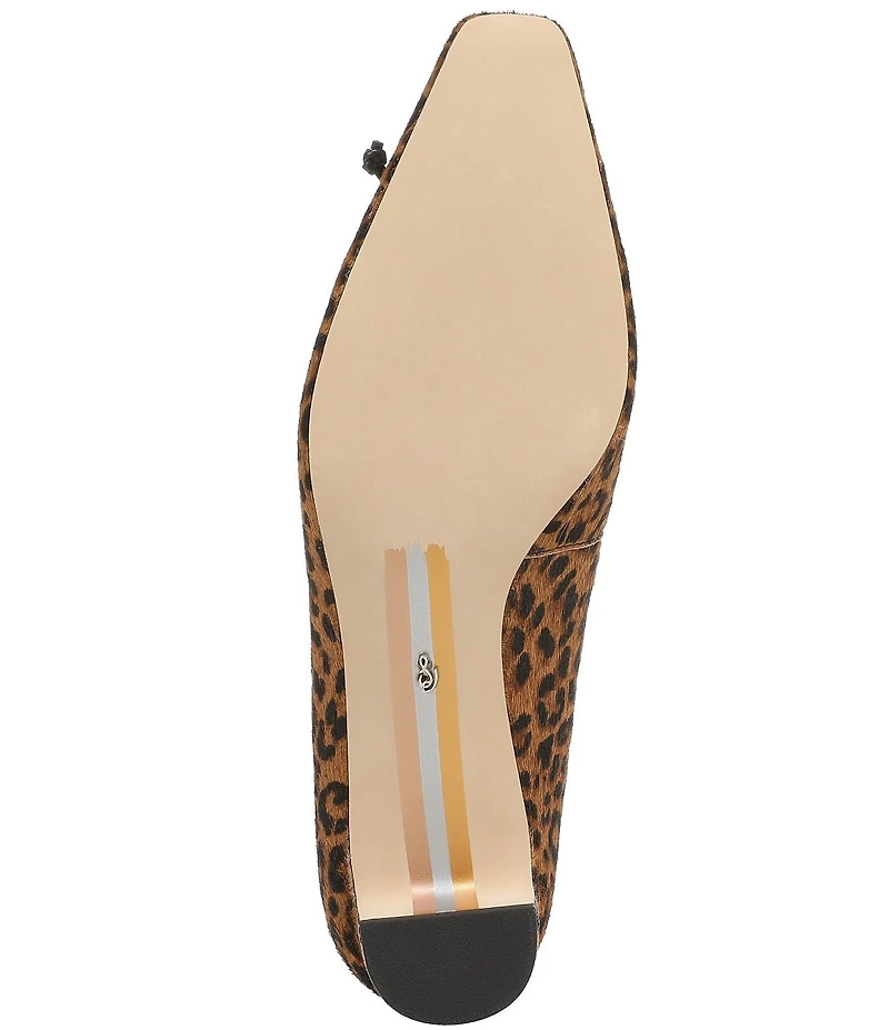 Sam Edelman Rinda Leopard Print Calf Hair Bow Detail Block Heel Square Toe Dress Pumps