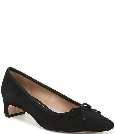 Sam Edelman Rinda Suede Bow Detail Square Toe Dress Pumps