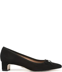 Sam Edelman Rinda Suede Bow Detail Block Heel Square Toe Dress Pumps