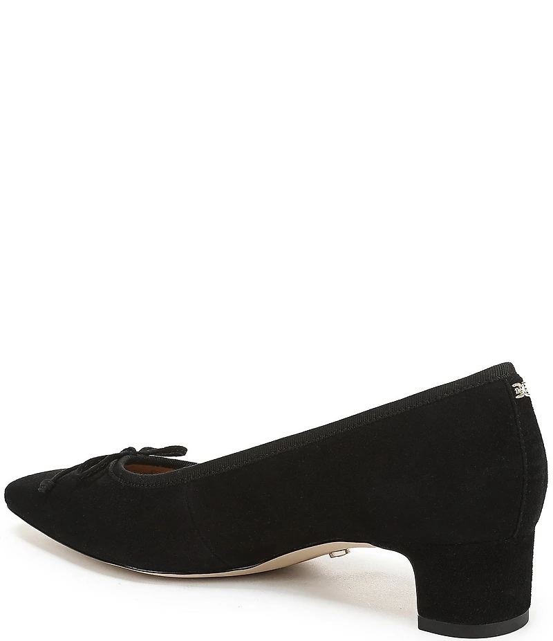 Sam Edelman Rinda Suede Bow Detail Block Heel Square Toe Dress Pumps