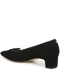 Sam Edelman Rinda Suede Bow Detail Block Heel Square Toe Dress Pumps
