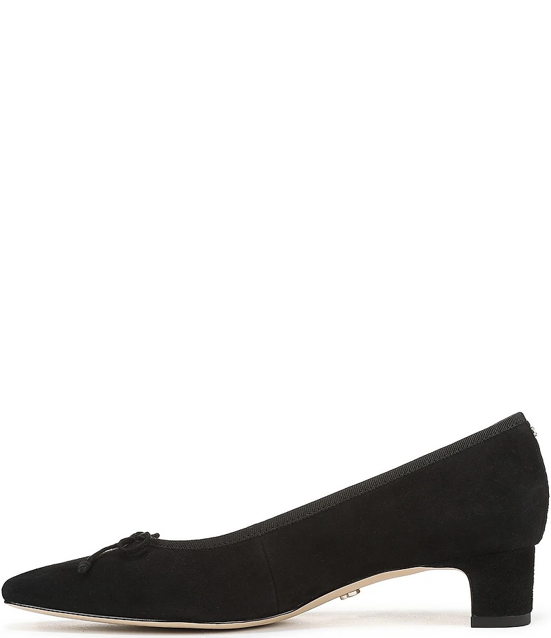 Sam Edelman Rinda Suede Bow Detail Block Heel Square Toe Dress Pumps