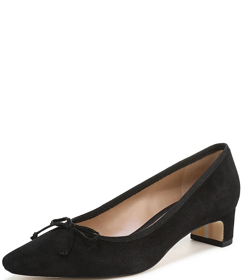 Sam Edelman Rinda Suede Bow Detail Block Heel Square Toe Dress Pumps
