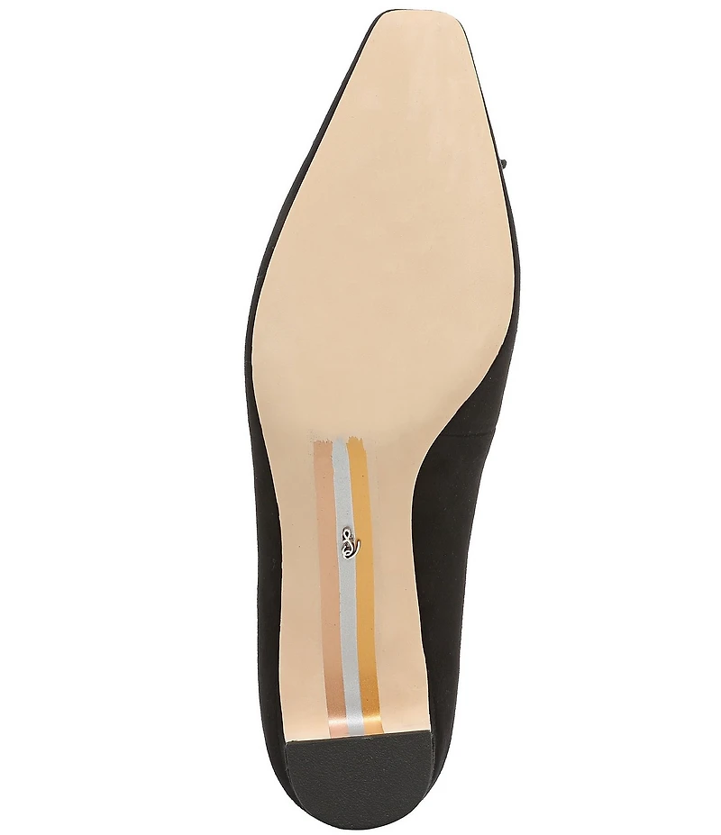 Sam Edelman Rinda Suede Bow Detail Block Heel Square Toe Dress Pumps