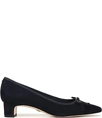 Sam Edelman Rinda Suede Bow Detail Block Heel Square Toe Dress Pumps