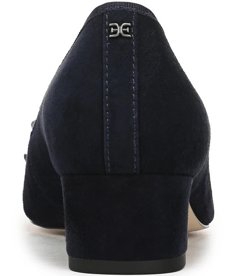 Sam Edelman Rinda Suede Bow Detail Block Heel Square Toe Dress Pumps
