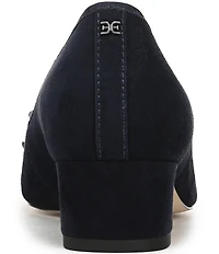 Sam Edelman Rinda Suede Bow Detail Block Heel Square Toe Dress Pumps