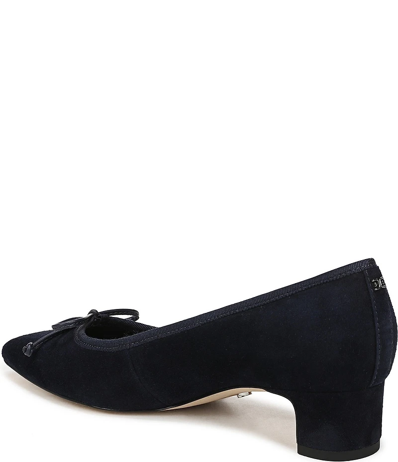 Sam Edelman Rinda Suede Bow Detail Block Heel Square Toe Dress Pumps