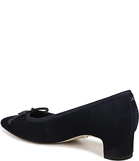 Sam Edelman Rinda Suede Bow Detail Block Heel Square Toe Dress Pumps