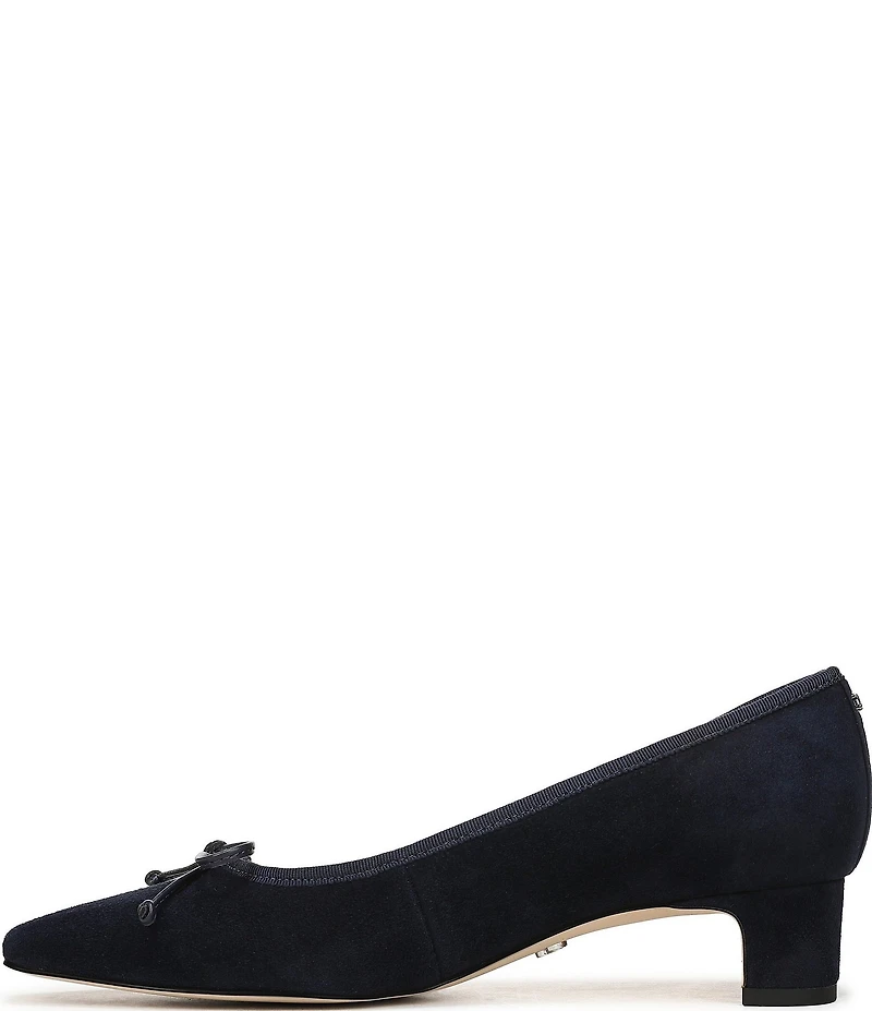 Sam Edelman Rinda Suede Bow Detail Block Heel Square Toe Dress Pumps