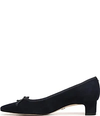 Sam Edelman Rinda Suede Bow Detail Block Heel Square Toe Dress Pumps