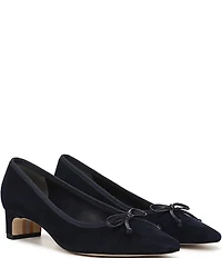 Sam Edelman Rinda Suede Bow Detail Block Heel Square Toe Dress Pumps
