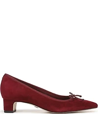 Sam Edelman Rinda Suede Bow Detail Block Heel Square Toe Dress Pumps