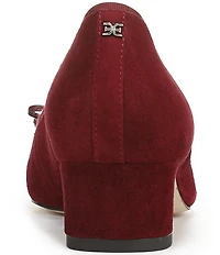 Sam Edelman Rinda Suede Bow Detail Block Heel Square Toe Dress Pumps