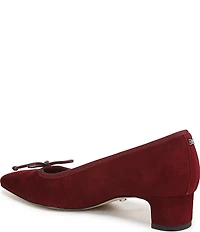 Sam Edelman Rinda Suede Bow Detail Block Heel Square Toe Dress Pumps