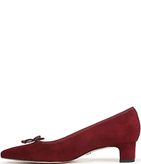 Sam Edelman Rinda Suede Bow Detail Block Heel Square Toe Dress Pumps