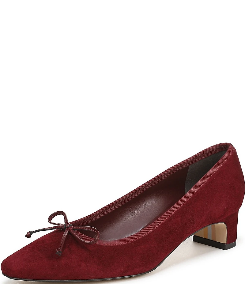 Sam Edelman Rinda Suede Bow Detail Block Heel Square Toe Dress Pumps