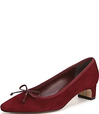Sam Edelman Rinda Suede Bow Detail Block Heel Square Toe Dress Pumps